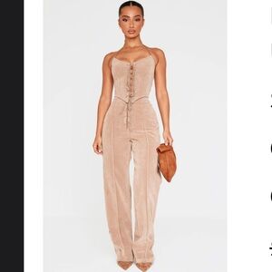 NWT PrettyLittleThing Tan Lace-Up Top & Pants